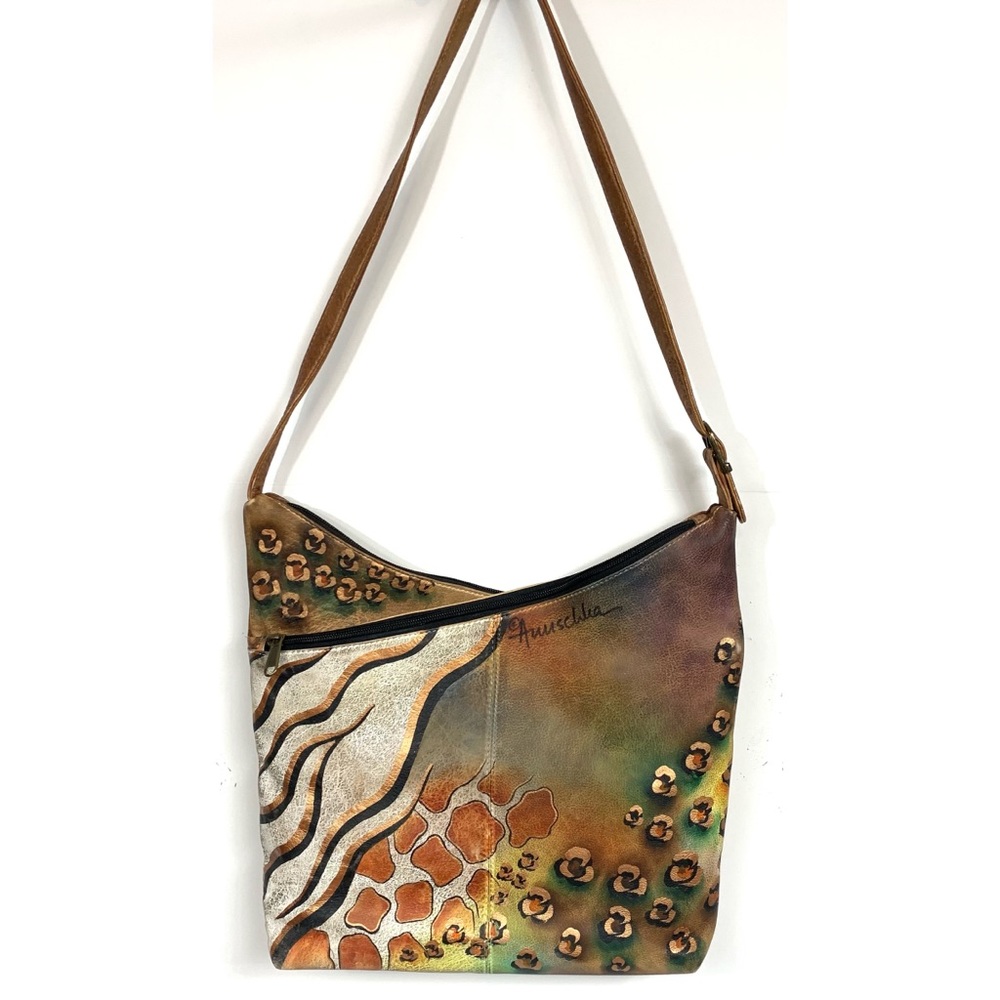 Anuschka Hand Painted Leather Shoulder Purse VGC
